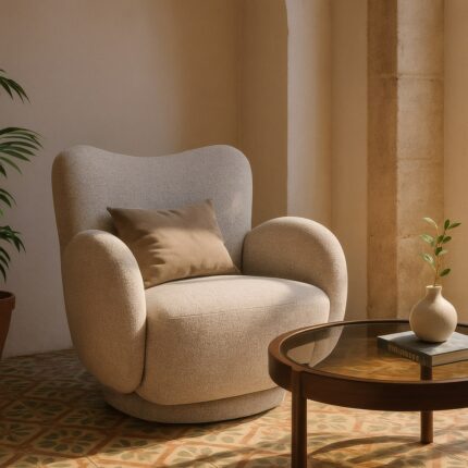 Fauteuil pivotant beige Nura Ixia