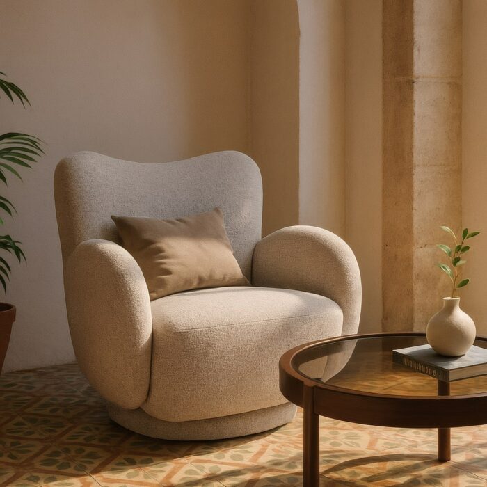 Fauteuil pivotant beige Nura Ixia