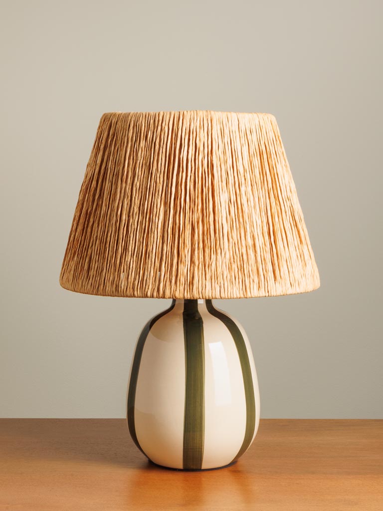 Lampe à poser rayée verte Antibes Chehoma