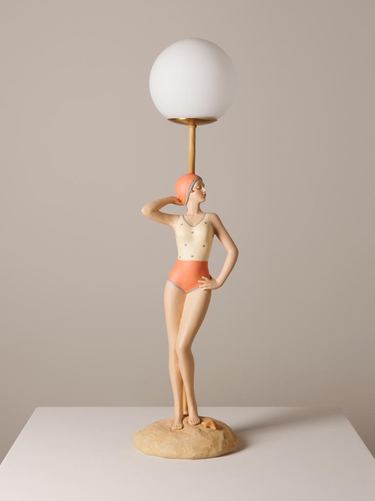 Lampe Baigneuse corail et globe Chehoma
