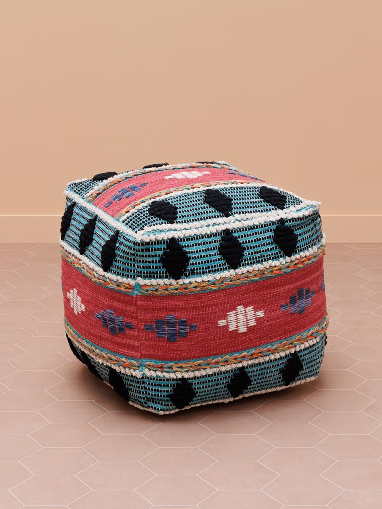 Pouf Mariachi rouge et bleu Chehoma