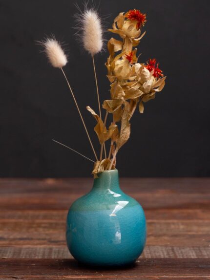 Mini vase bleu vert en céramique Chehoma