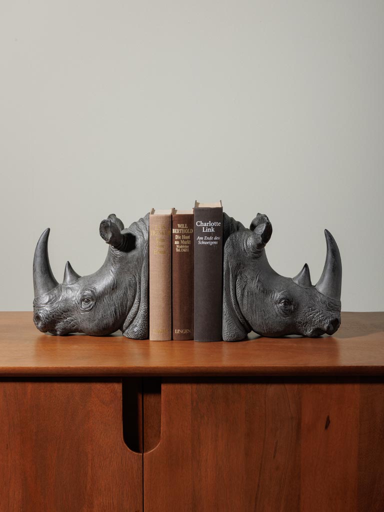 Serre-livres têtes de rhinocéros Chehoma