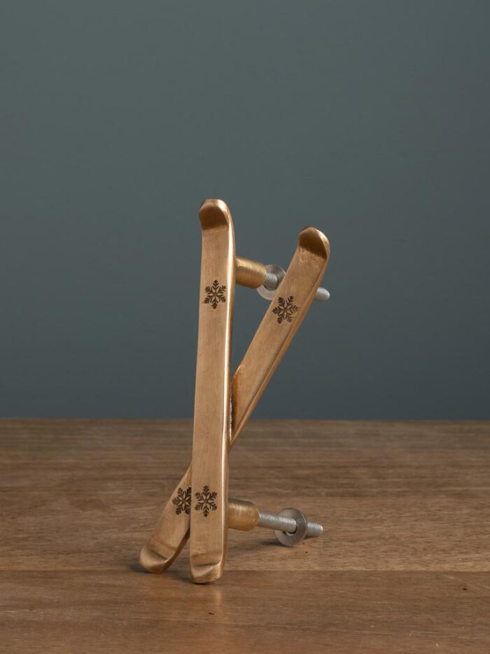 Bouton de porte paire de skis laiton Chehoma