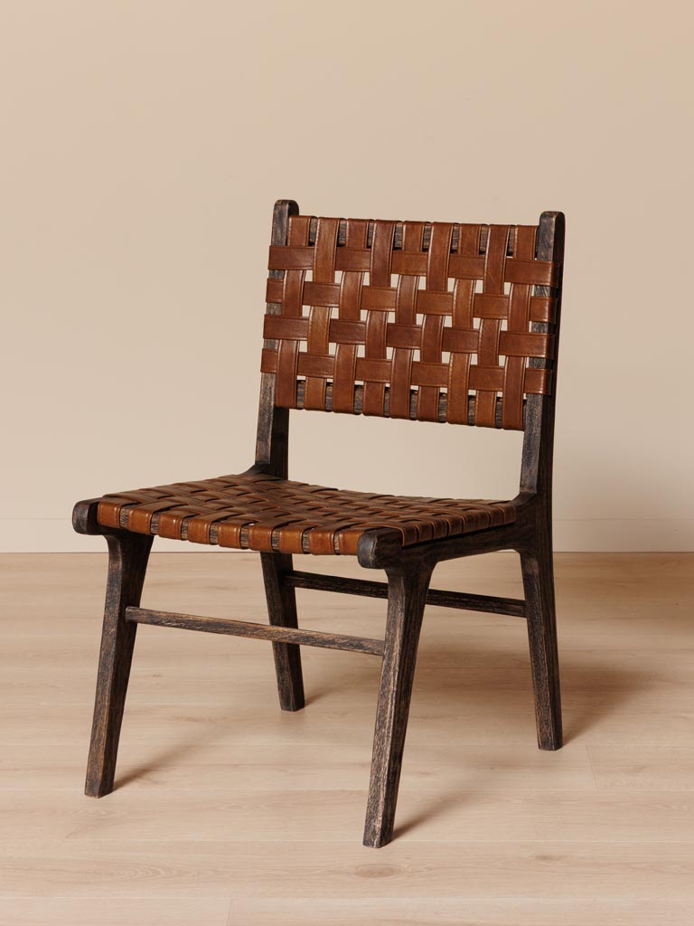 Chaise en cuir tressé Raynor Manguier