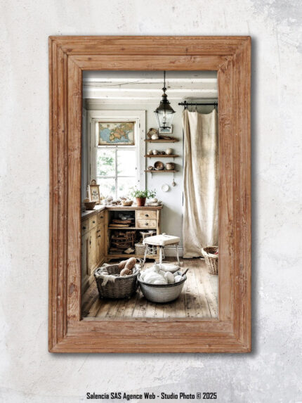 Grand miroir rectangulaire Teck Chehoma
