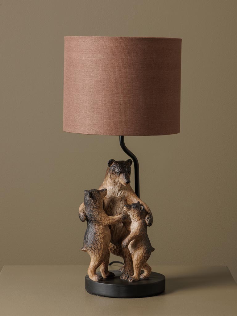 Lampe à poser pied famille ours Résine