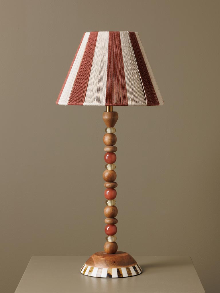 Lampe perles de verre et bois Morena Manguier