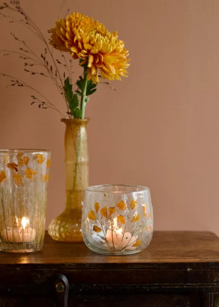Verre bosselé fleur orange Weldaad
