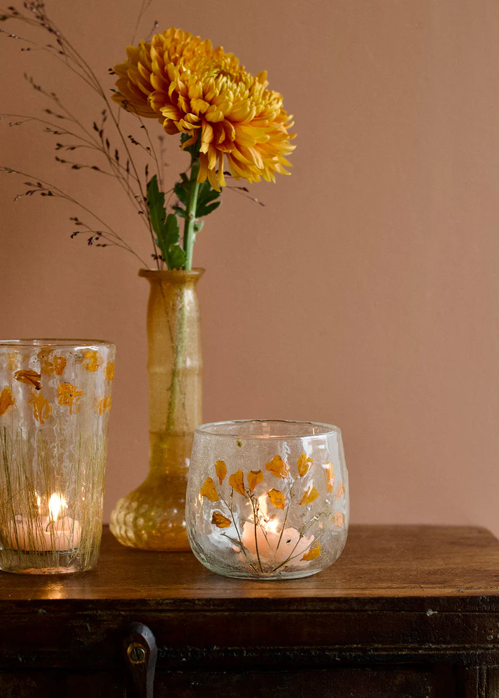 Verre-bossele-fleur-orange-weldaad-WEL245 Verre bosselé fleur orange Weldaad
