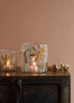 Verre bosselé fleur vieux rose Weldaad