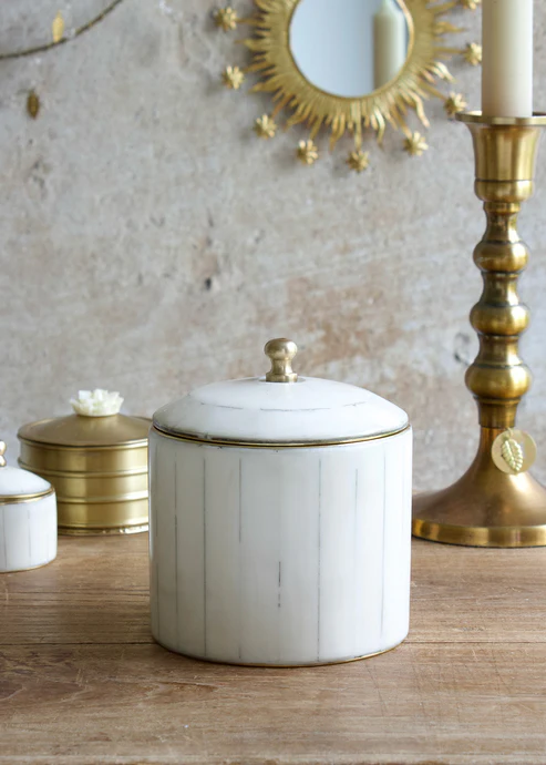 Boite ronde blanche et dorée Charme Weldaad
