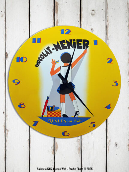 Horloge émaillée ronde Chocolat Menier Email Replica