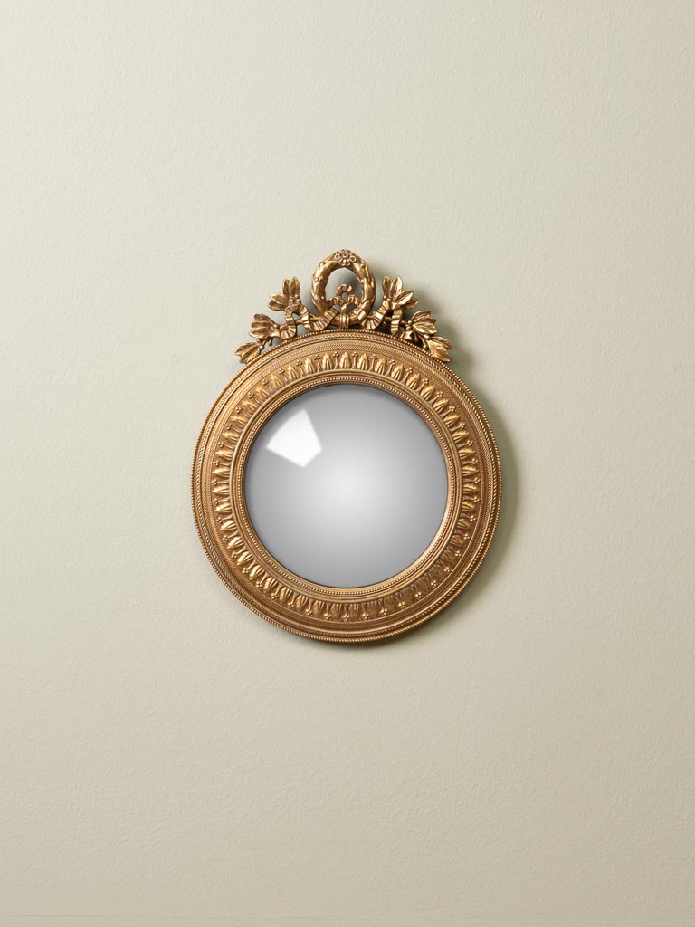 Miroir convexe doré et guirlande Chehoma