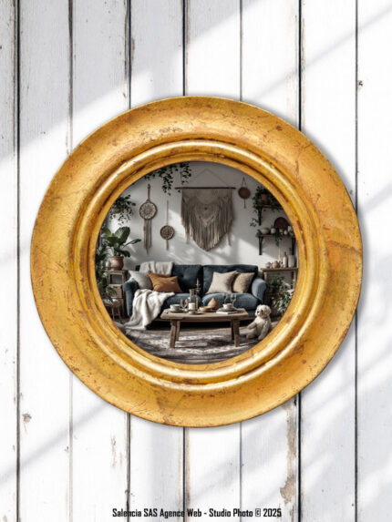 Miroir convexe Louis doré Chehoma