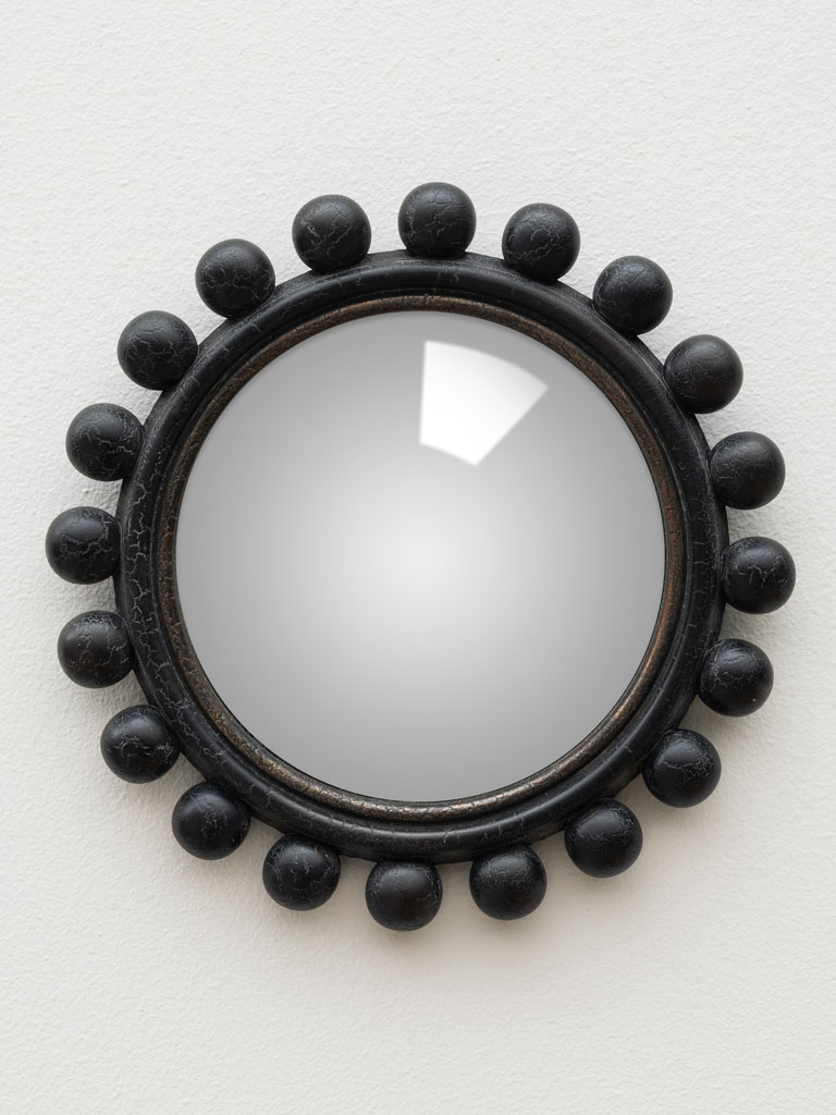 Miroir convexe noir craquelé à boules Chehoma
