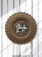 Miroir convexe plumes de paon dorées Chehoma