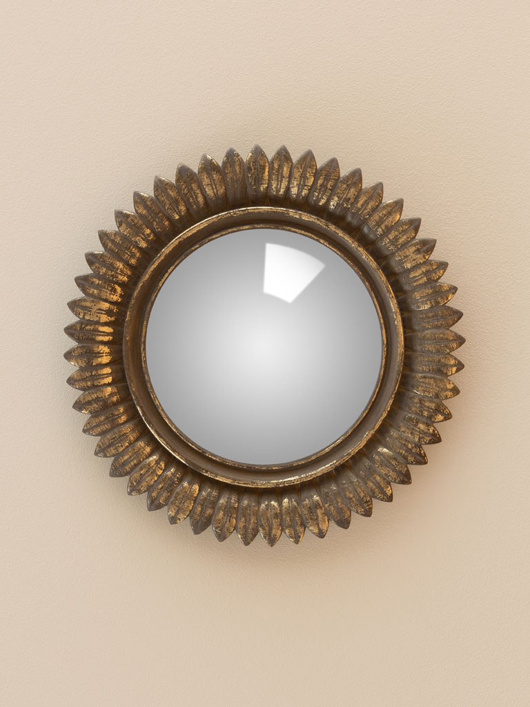 Miroir convexe plumes dorées Chehoma
