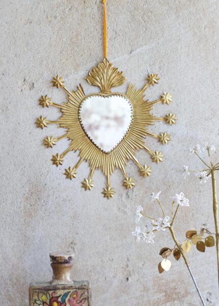 Miroir doré Cœur et étoiles Weldaad