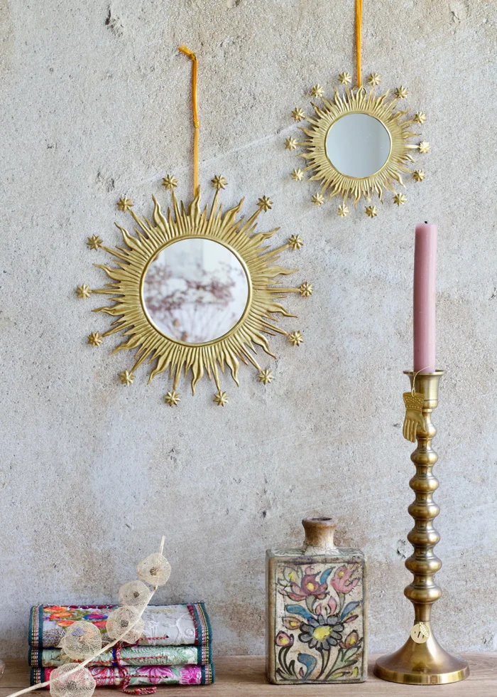 Miroir doré Soleil et étoiles petit – Image 2