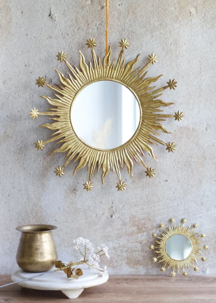 Miroir doré Soleil et étoiles petit Weldaad