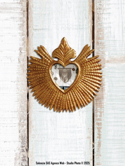 Miroir Ex-voto flamme dorée Chehoma