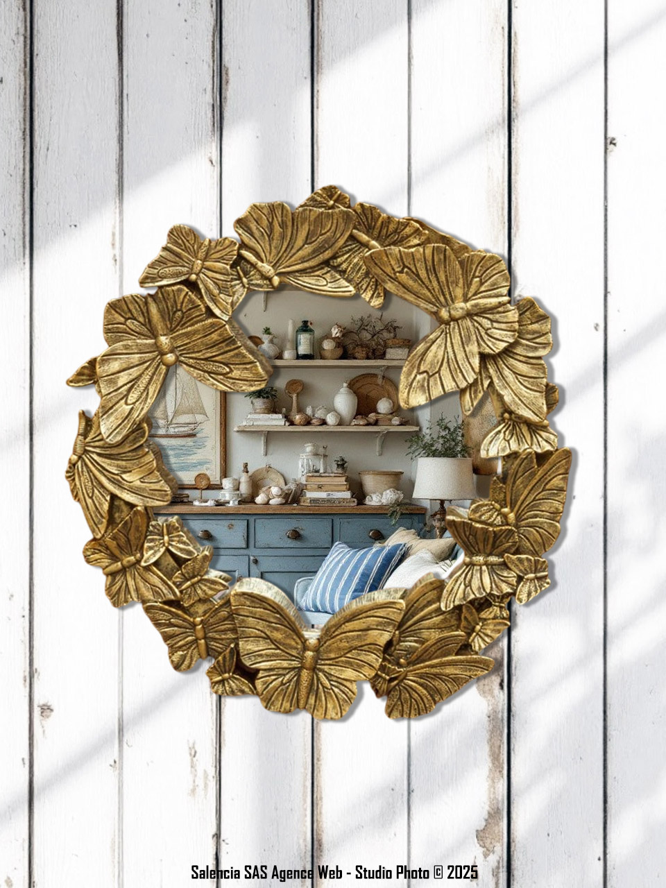 miroir-papillons-vieil-or-chehoma-31429 Miroir papillons vieil or CHehoma