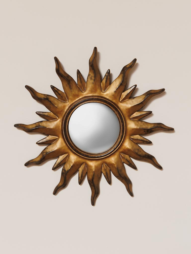 Miroir soleil convexe or antique Chehoma