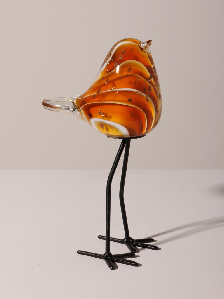 Oiseau ambre crème et or sur pied CHehoma