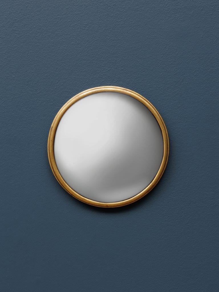 Petit miroir convexe moucheté bord fer doré Chehoma