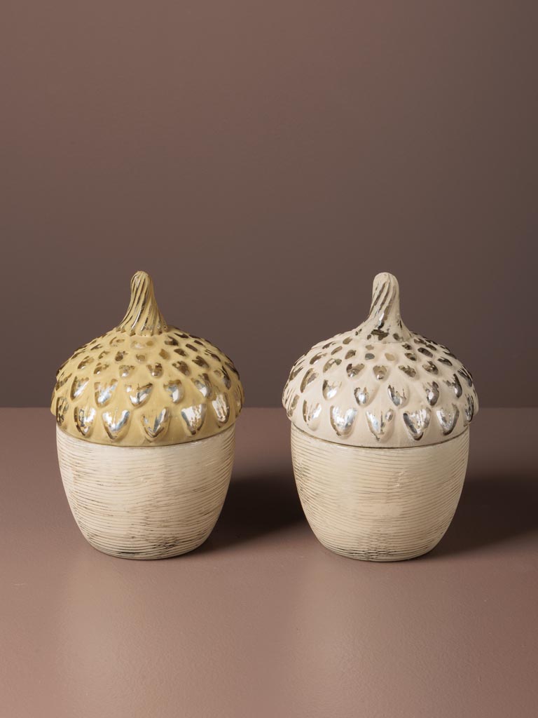 Set de 2 boîtes en verre glands argentés et dorés Chehoma