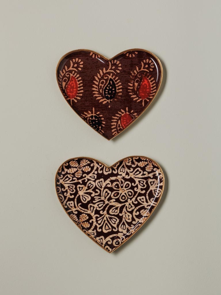 Set de 2 plateaux coeurs bordeaux Bangalore Chehoma