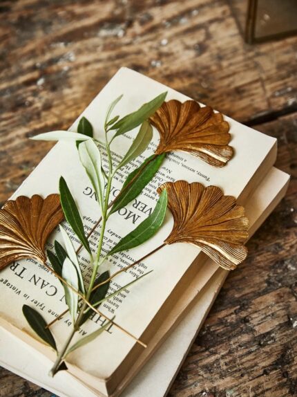 Set de 3 Piques métal doré Ginkgo Weldaad