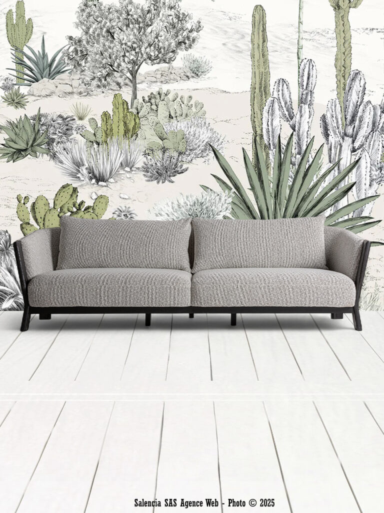 Canapé Nara gris pieds noirs Vical