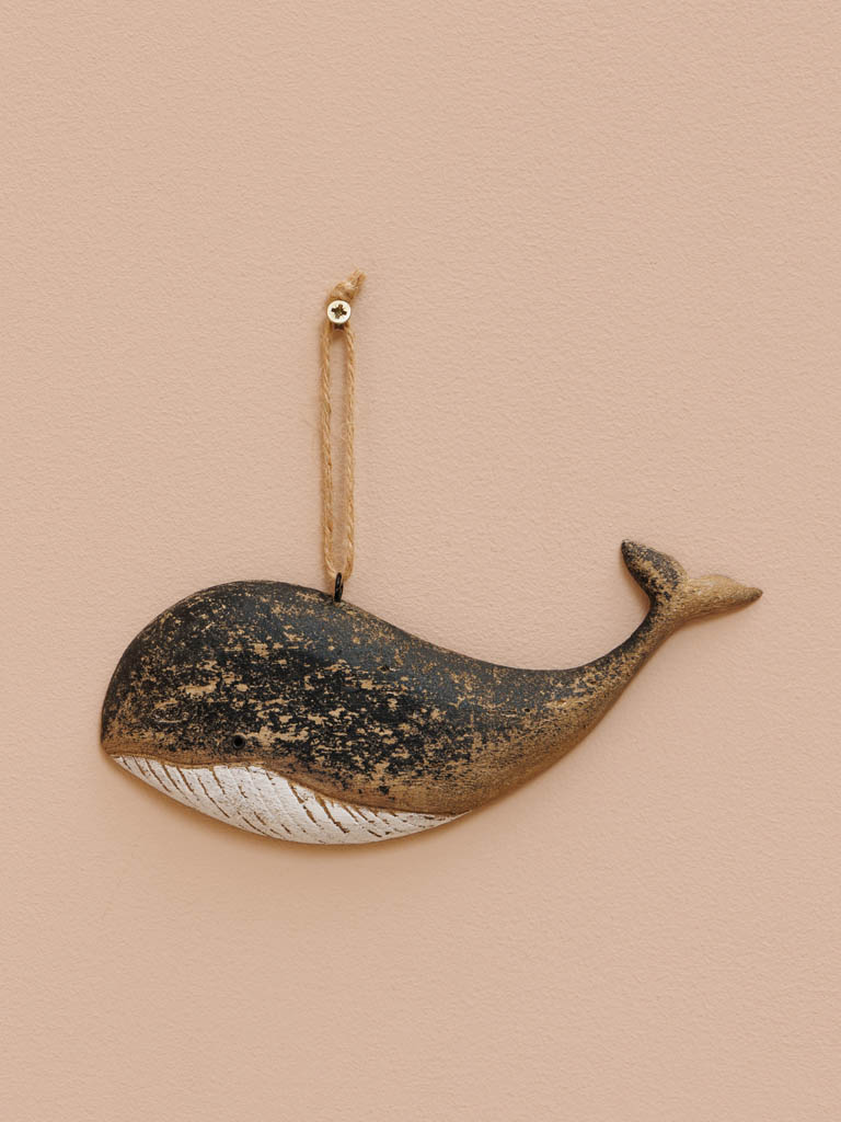 Suspension baleine noire en bois Chehoma