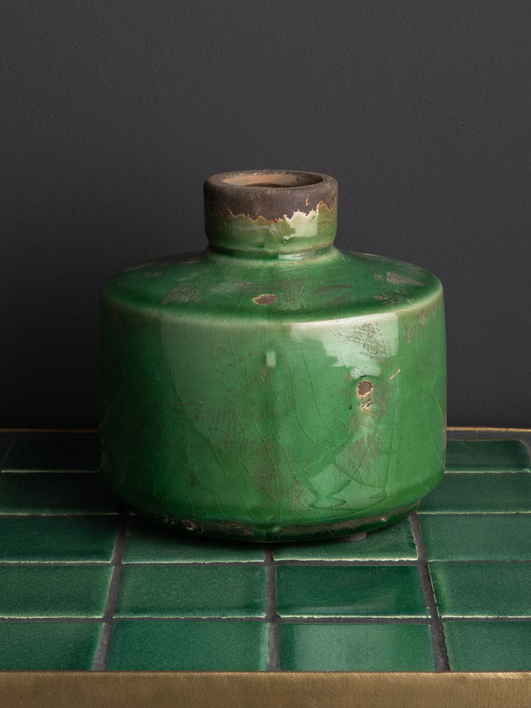 Vase bouteille large vert olive Chehoma