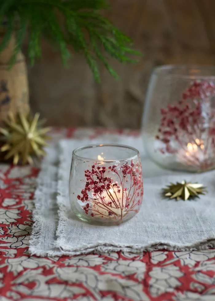 Verre bosselé fleur rose – Image 2