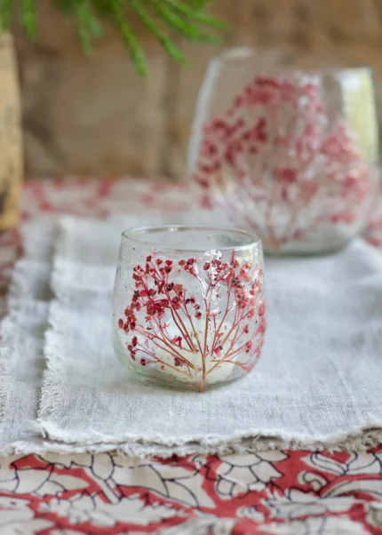 Verre bosselé fleur rose Weldaad