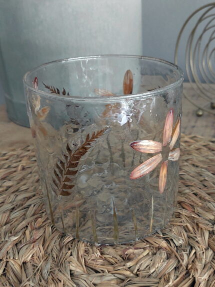 Verre bosselé fleur vieux rose wELDAAD
