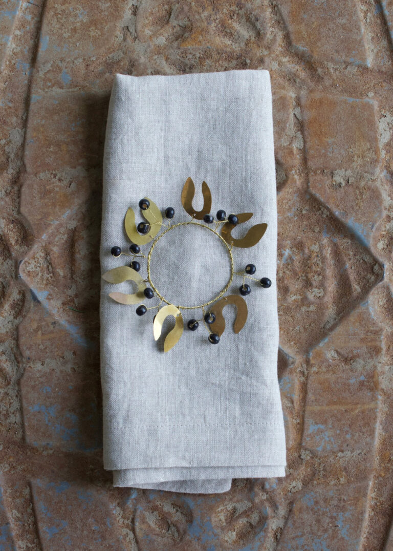 Rond de serviettes perles noires Weldaad