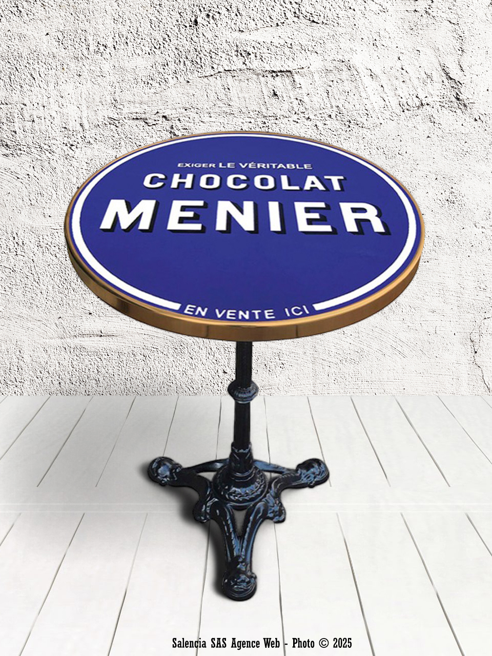 table-bistrot-chocolat-menier-email-replica-PLTMB Table bistrot émaillée Chocolat Menier – Image 1