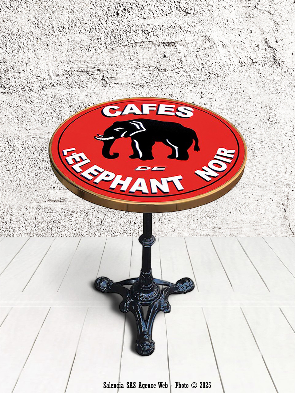 table-bistrot-elephant-noir-email-replica-PLTOL Table bistrot émaillée Cafés Éléphant Noir Email Replica