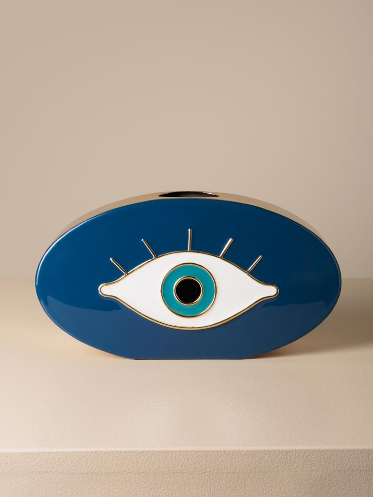 Vase ovale bleu mauvais oeil Funkie