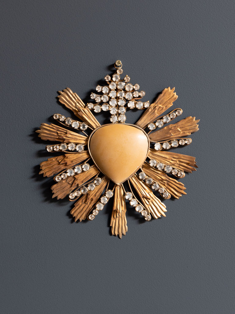 Ex-voto cristaux et coeur beige Chehoma