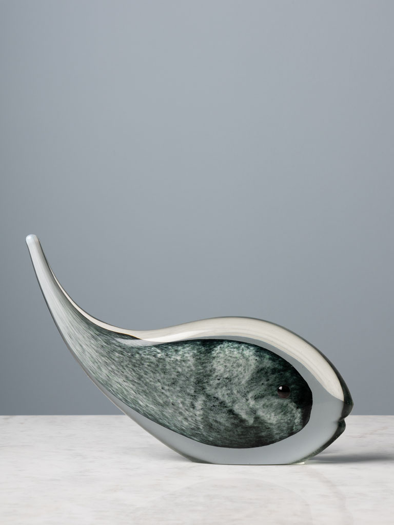 Baleine grise stylisée en verre Chehoma
