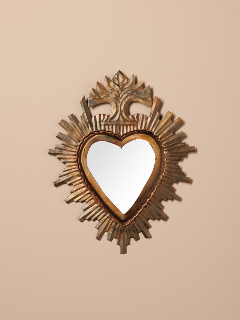 Miroir Ex-voto strié patine bronze Chehoma