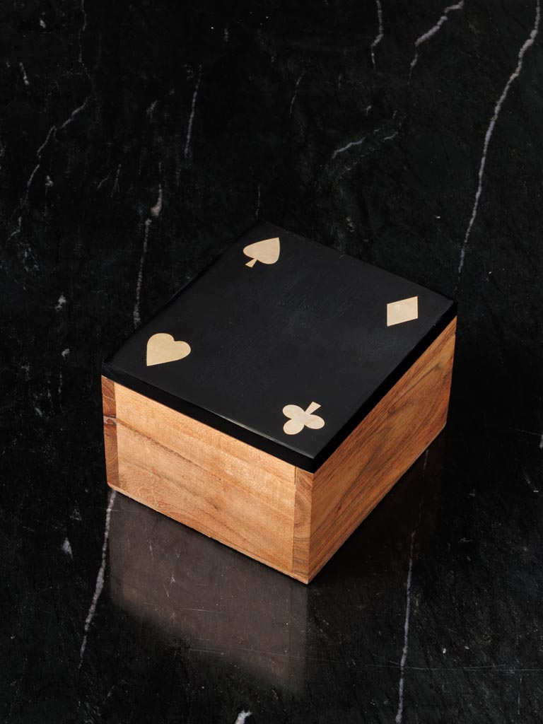 Boîte noire acacia 2 jeux de cartes et dés