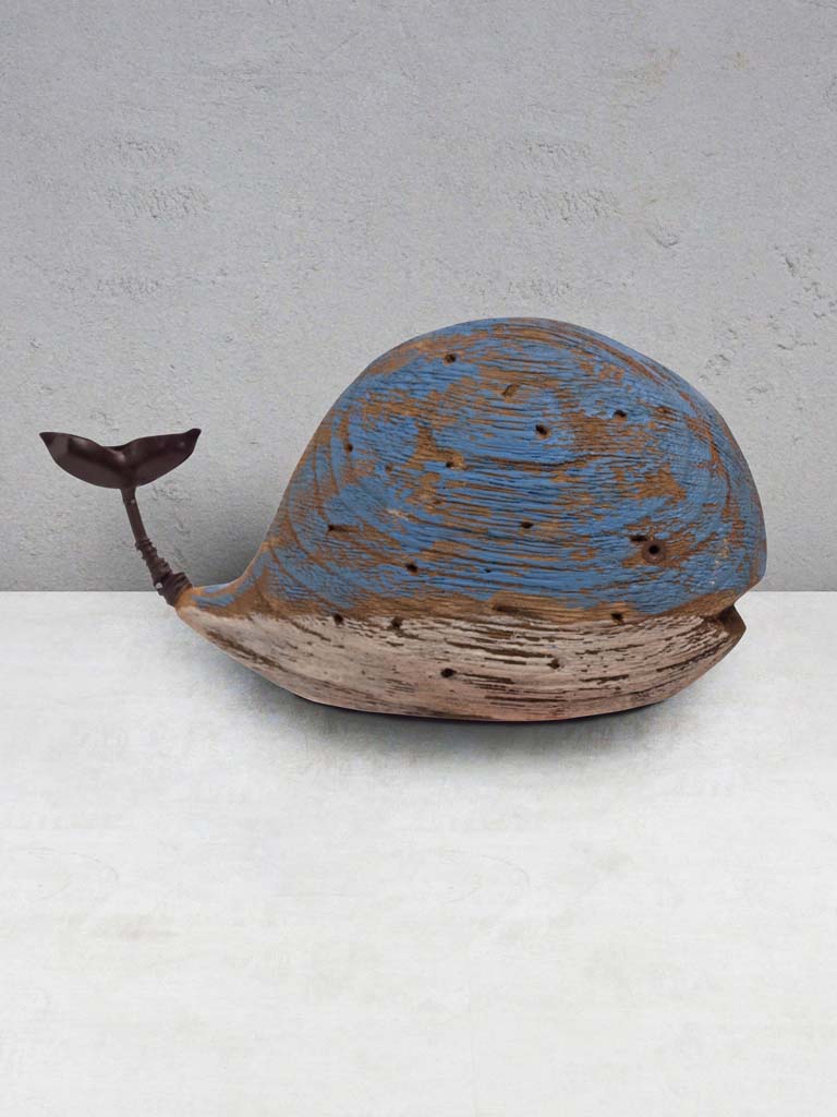 Baleine en bois bleue Chehoma