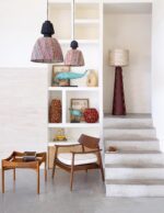 Lampadaire bordeaux abat-jour corde Yucatan – Image 2