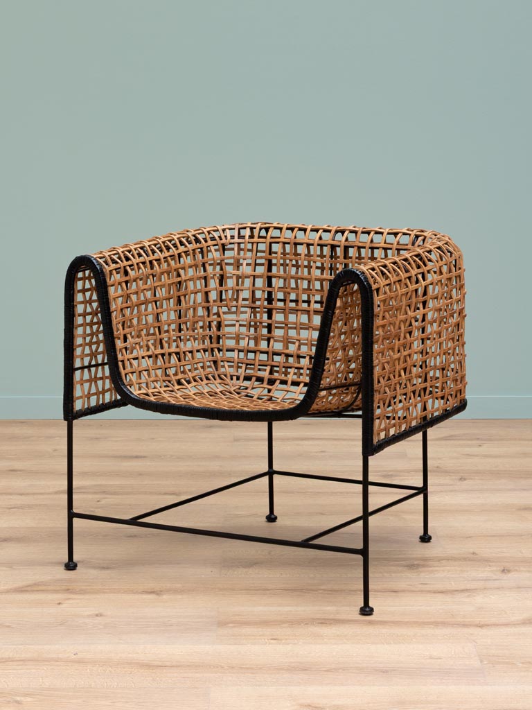 Fauteuil tressé bord noir Asano Chehoma